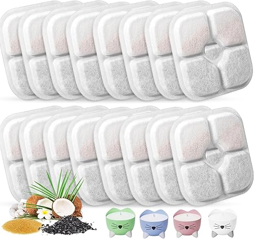 Miniatura 8 de Filtros de repuesto para fuente de agua para gatos aptos para fuente de 2.5 L con patrón de bigotes, filtro de fuente de agua de triple acción para