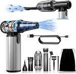 Cordless 2-in-1 Air Duster & Vacuum, Brushless Motor, Long Runtime | for Keyboard, Computer, PC, Car, Outdoor Cleaning, Compressed Air Duster Rechargeable, 3-Speed Adjustable Dust Blower