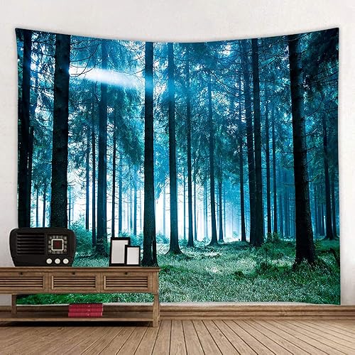 Tapiz de bosque mágico, decoración para el hogar, sala de estar, dormitorio, para usar como cortina (luz blanca del bosque, 90.5 de largo x 70.8 de