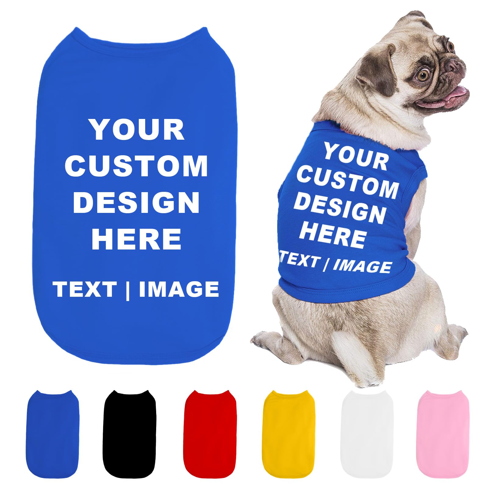 Custom Dog Shirt Personalised Dog T-Shirt with Text Logo Image Name Print Customised Breathable Summer Clothes for Small Medium Large Dogs