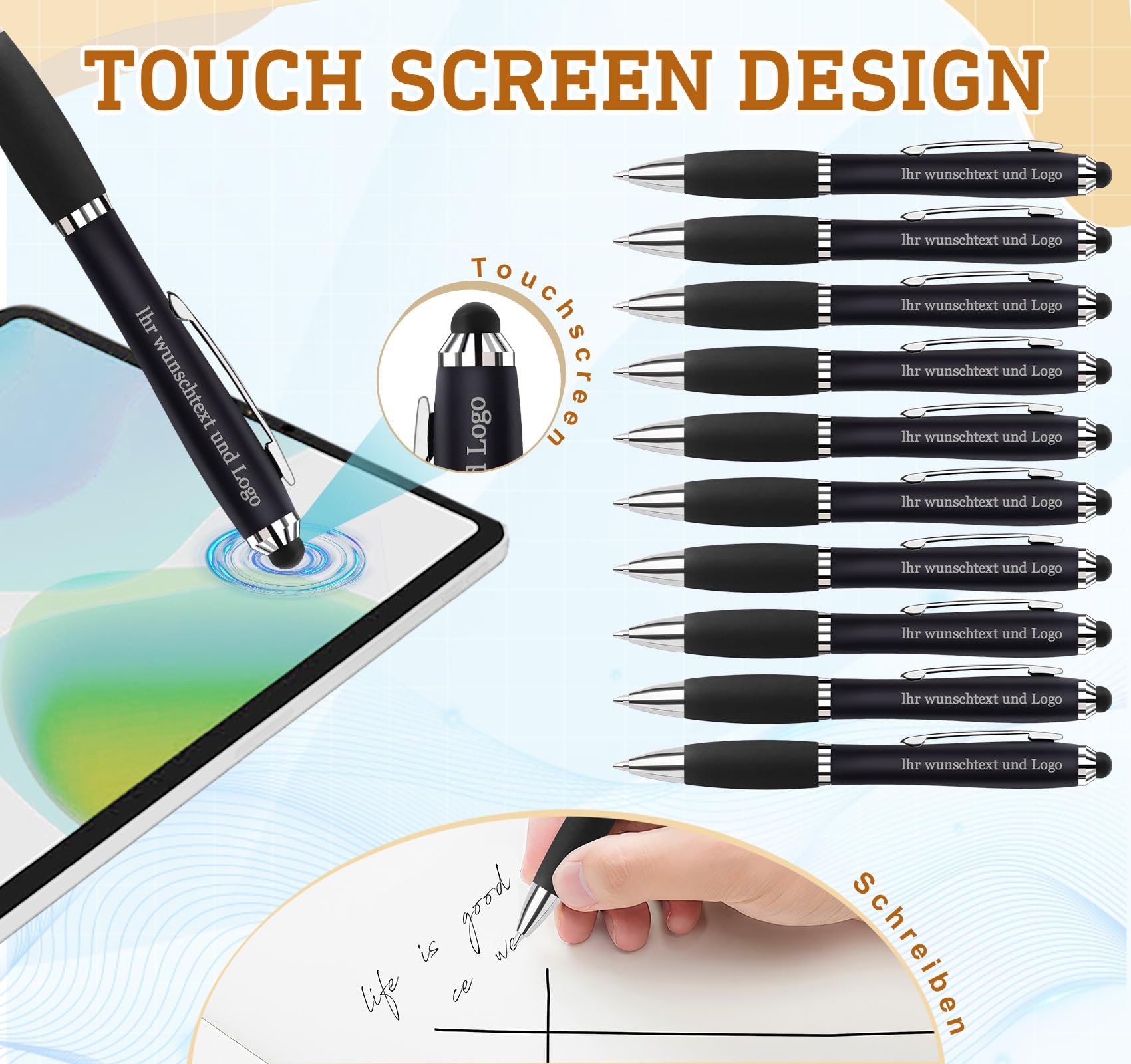 Homewit 10–1000 STK Kugelschreiber Personalisiert mit Gravur,Touchpen,300