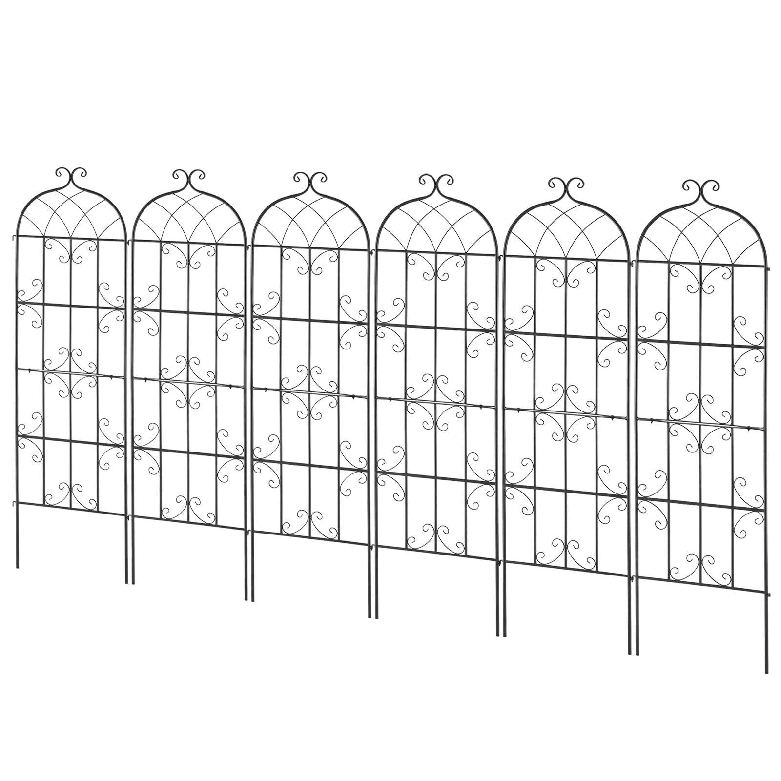 VEVOR Enrejado de Metal para Plantas Trepadoras 51 x 180 cm Soporte para Rosas Trepadoras 6 Piezas Arco para Enredaderas Soporte para Pepinos Decorativo para Clemátides para Patio, Césped, Jardín