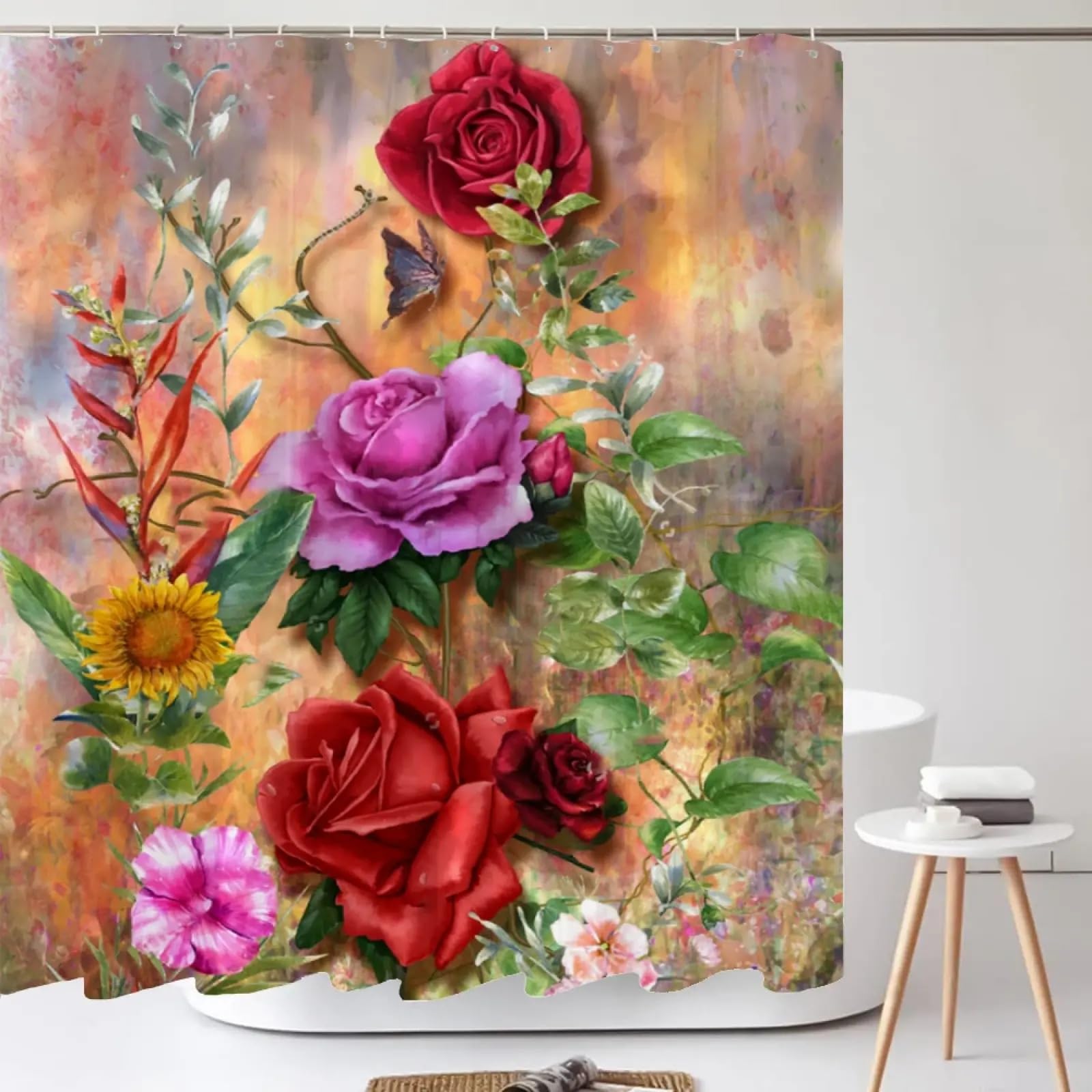 Rideau de douche à fleurs colorées pour transformer votre salle de bain