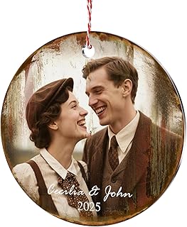 DPDP Personalised Christmas Ornaments 2025 — Custom Picture Text Ornaments for Christmas Tree, Customized Metal Xmas Tree Decor, Perfect Keepsake Gift for Family, Dad, Mom, Him, Her, Couple