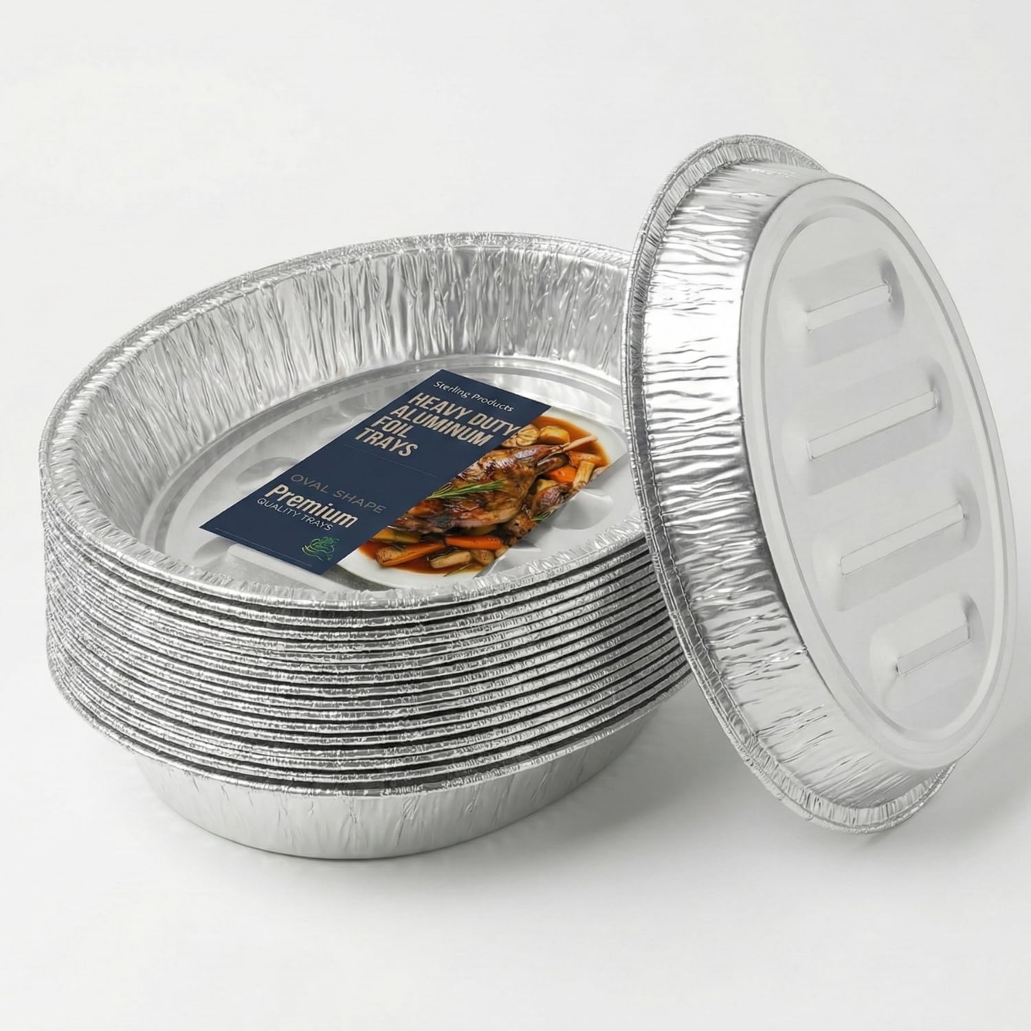 Sterling Extra Deep Oval Aluminium Foil Roasters 46cm - Catering Grade Pans for Turkey, Christmas & Events - Pack of 6, Silver