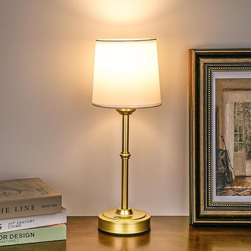 Miniatura 1 de Lámpara de mesa inalámbrica LED dorada recargable, 6000 mAh, funciona con pilas, lámparas inalámbricas para sala de estar, restaurante, patio,