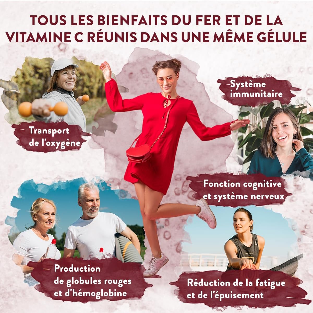 Fer Complement Alimentaire Vitamine C Acerola - Fer Bisglycinate 42mg Iron Complement Alimentaire Haute Biodisponibilite Vegan Ene - photo 3
