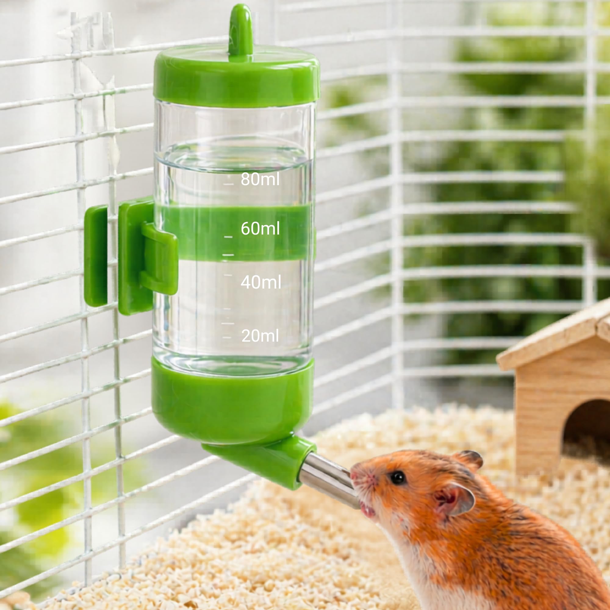 80ML Hamster Water Bottle No Leak Small Pet Drinking Feeder Bottle Cage Mount Side Lock Design Stainless Steel Nozzle for Hamsters Guinea Pig Mice Rabbit Gerbil Hygienic Water Dispenser-image-42