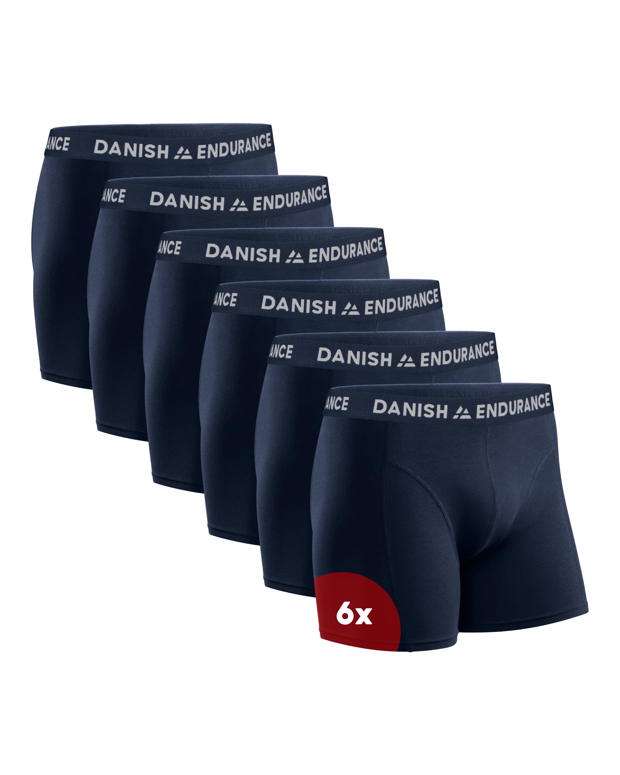 DANISH ENDURANCE Pack of 6 Men’s Boxer Shorts, Soft Cotton Briefs with Stretch, Comfortable, No Label, With/Without Fly