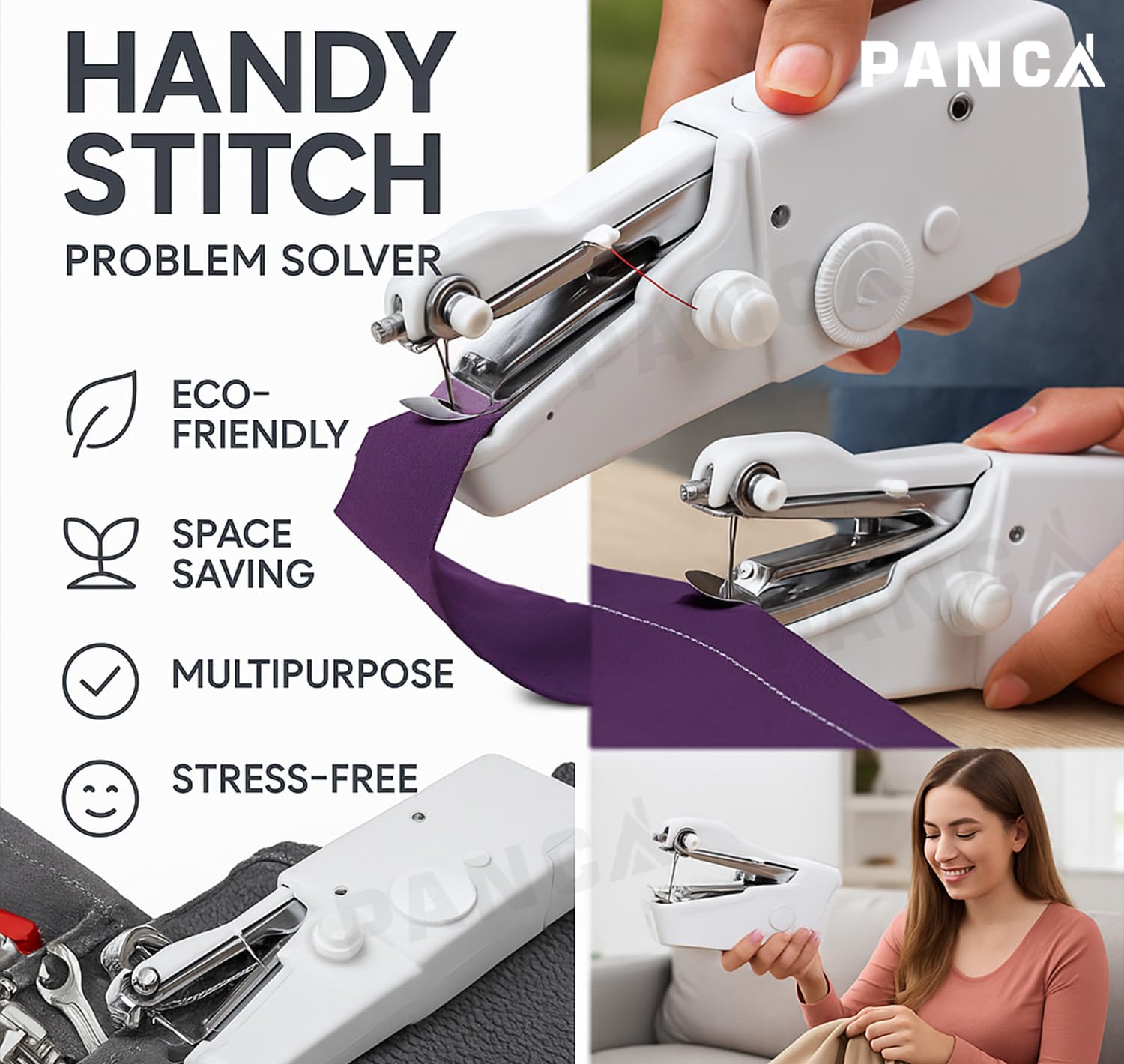 PANCA Handy Stitch Mini Hand Sewing Machine | Portable Stapler-Style Silai Machine for Quick Repairs, Home Tailoring & Emergency Stitching | Lightweight Handheld Sewing Tool (Handy Stitch) 4