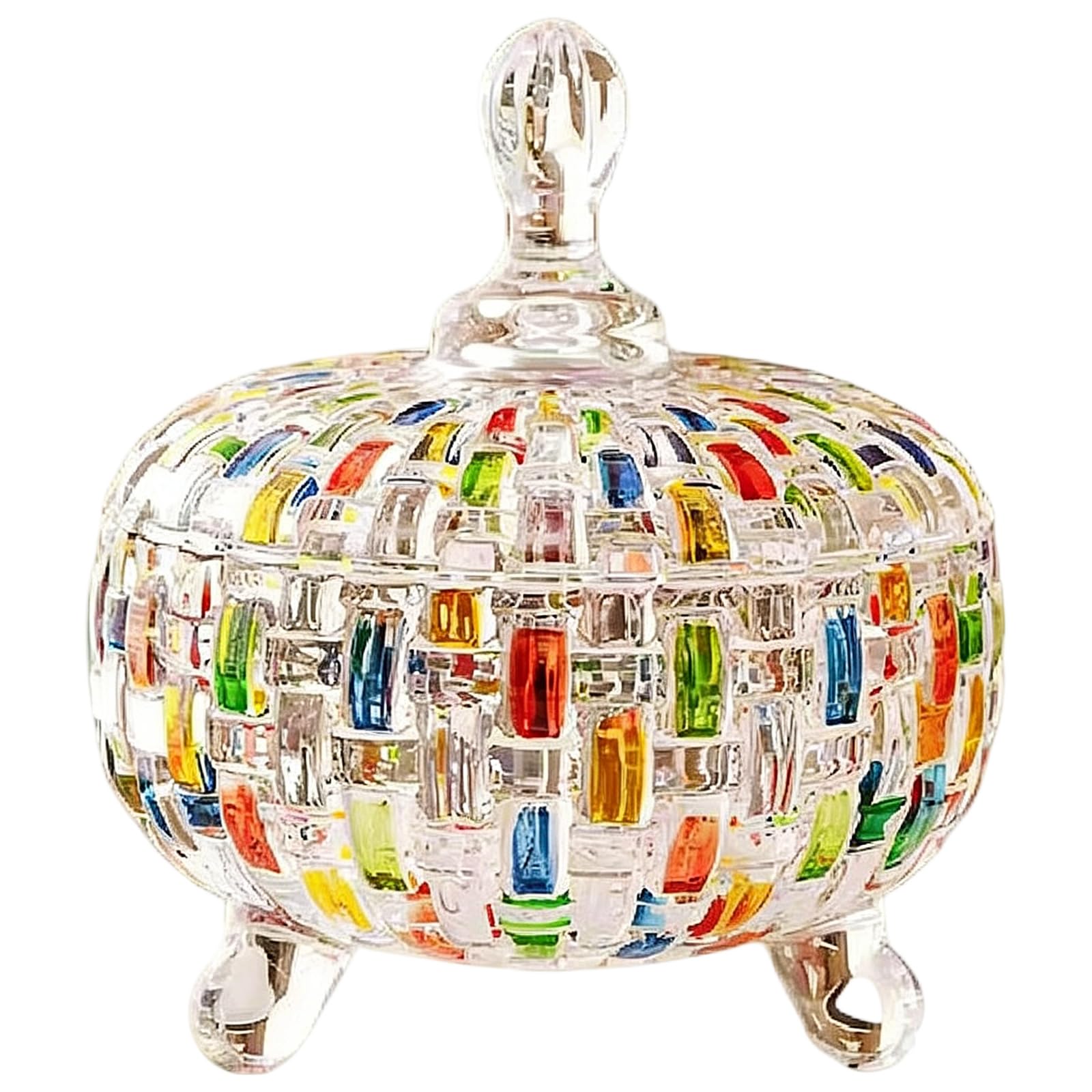 HDOYTXXM Decorative Fruit Bowl with Lid, Colorful Glass Jar for Candy, Nut Plate and Wedding Covered Glass Jars Decorative