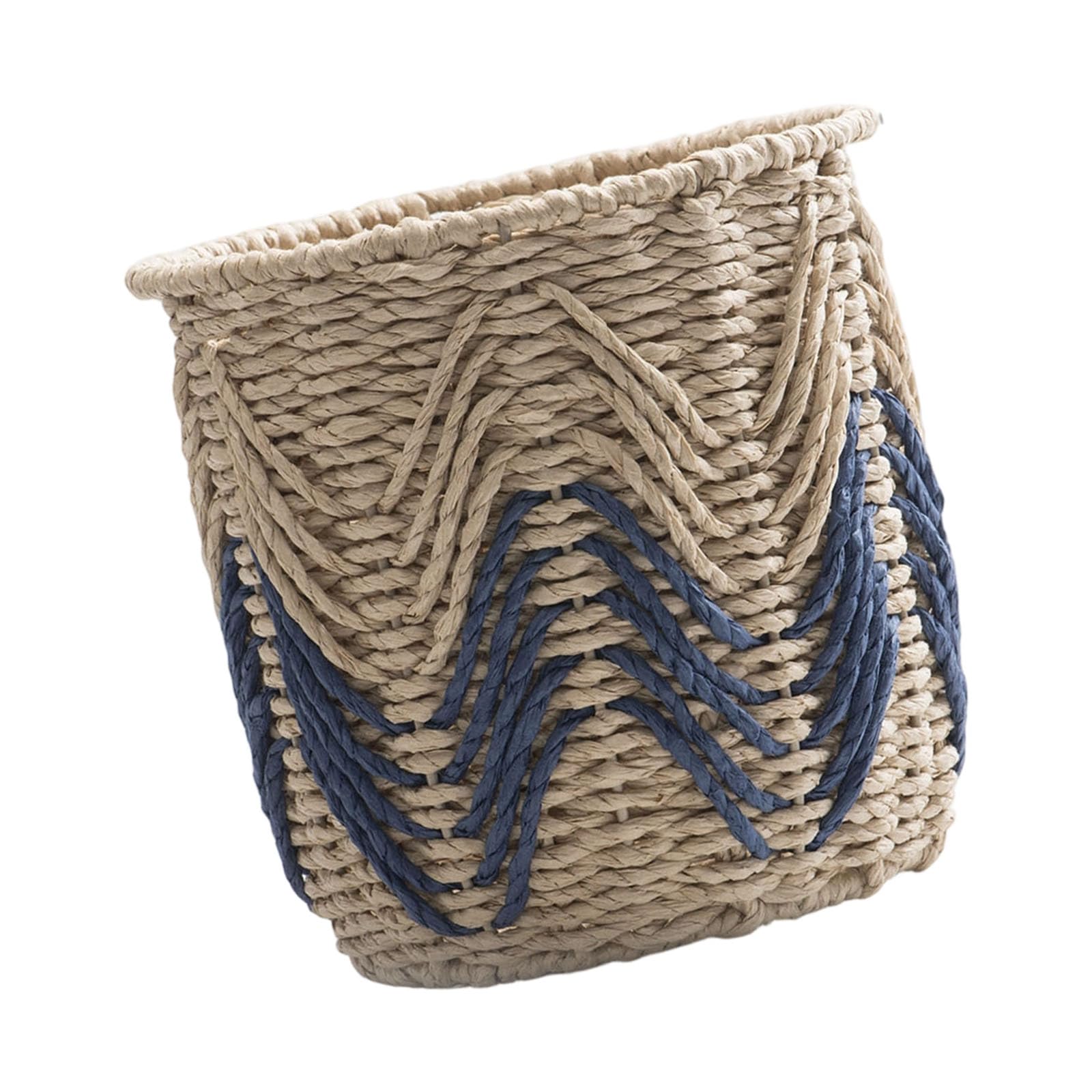 Handwoven Storage Basket Iron Reinforced Designs Multipurpose Decorative Container for Household Items Woven Paper Rope Iron Frame