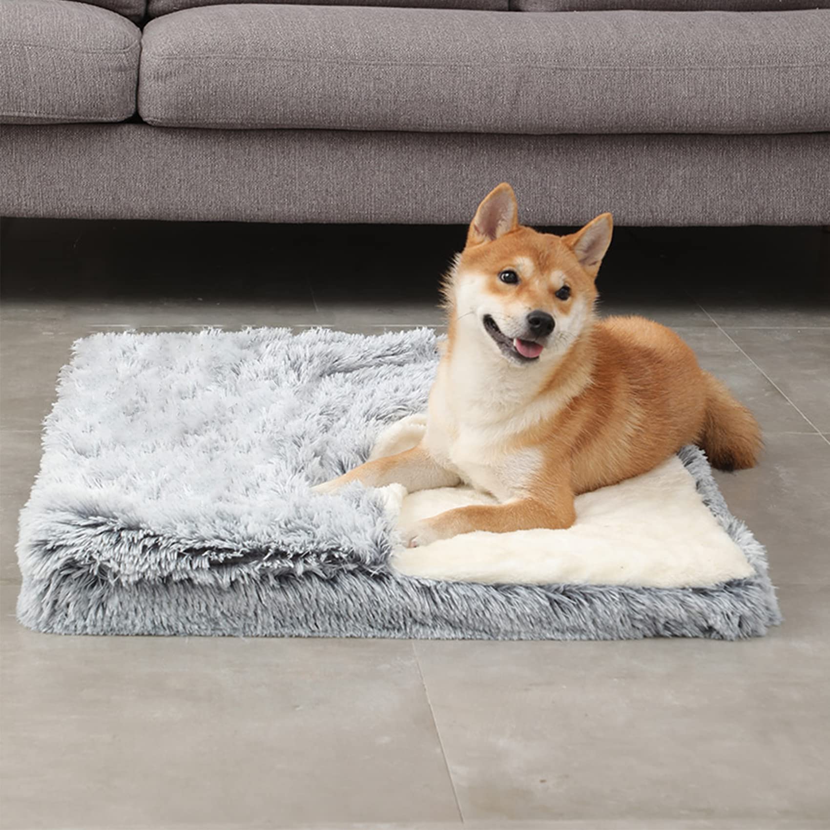 Cama para Perro con Cueva Cubierta, Cama ortopédica para Perros con Manta, 33.5 x 27.6 Pulgadas, Rectangular para Mascotas, tapete Acogedor para acurrucarse, Almohadilla calmante de Espuma