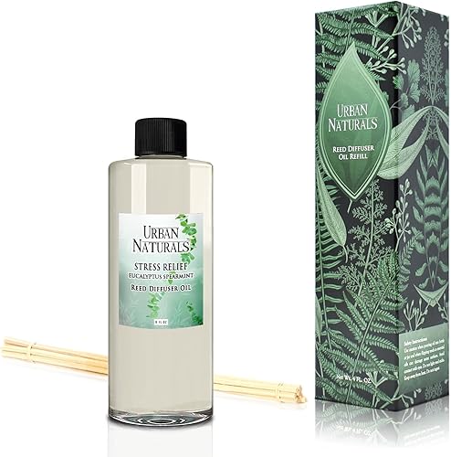 Miniatura 7 de Urban Naturals Recambio de difusor de varillas de aceite esencial de eucalipto de menta verde para aliviar el estrés, tamaño grande de 8 onzas,