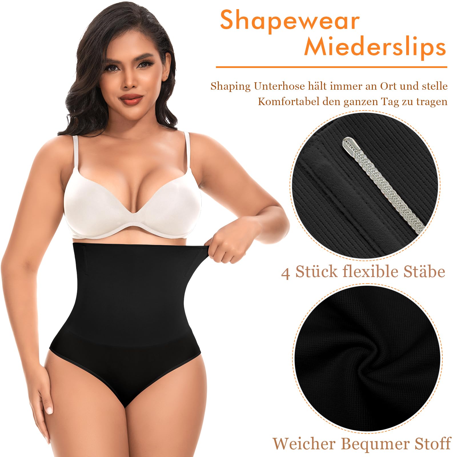 YARRCO Mutande da donna Miederslips senza cuciture a vita alta (nero+nero, XL), nero + nero., XL