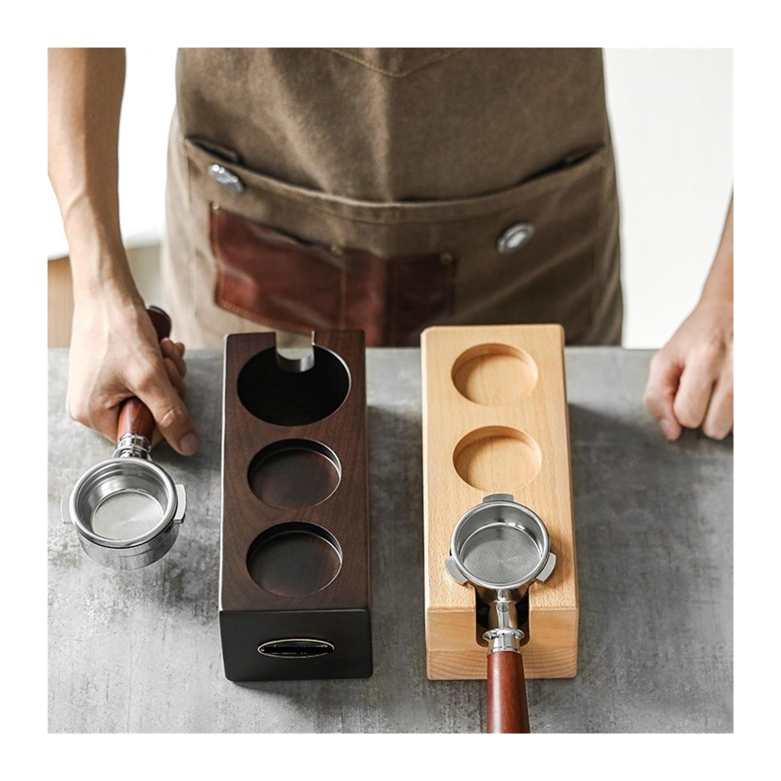 Stazione Di Pressatura Del Caffè, Supporto for Portafiltro In Legno for Espresso Da 51-54 Mm Distributore Di Strumenti for Barista Del Caffè(Beech)