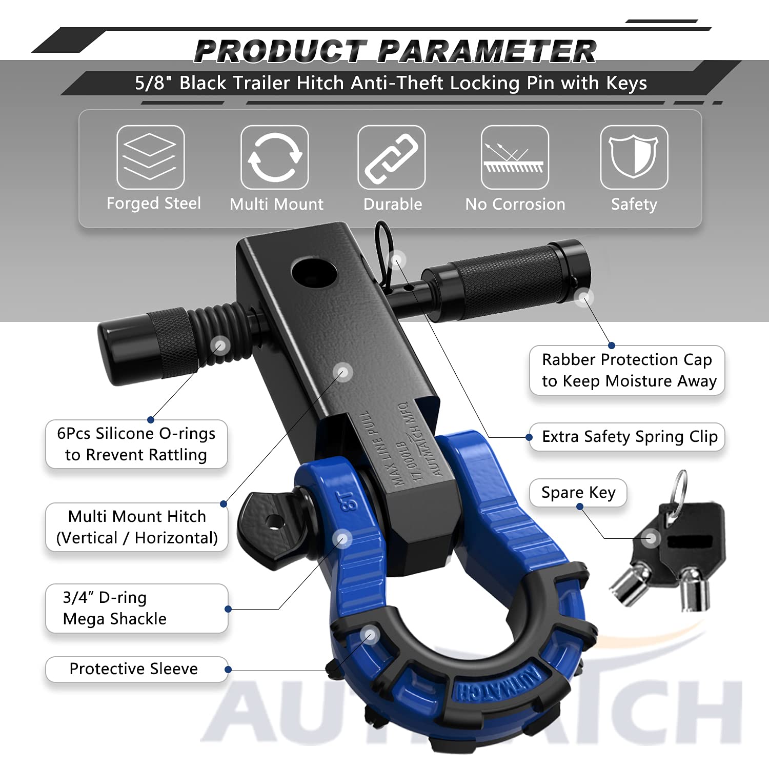 AUTMATCH シャックルヒッチレシーバー Amazon.co.jp: AUTMATCH シャックルヒッチレシーバー 5.08センチ