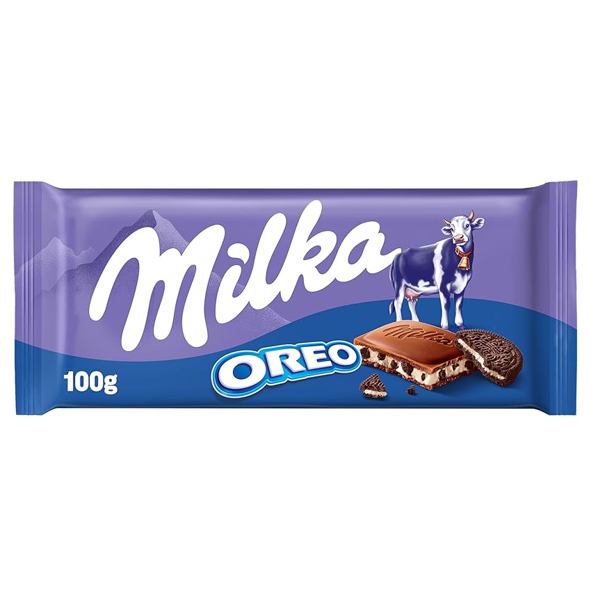 Milka, Oreo Crumbs, Tavoletta di Cioccolato al Latte con Croccanti Biscotti Spezzati Oreo, 100% Latte Alpino, Cacao Sostenibile, 100g