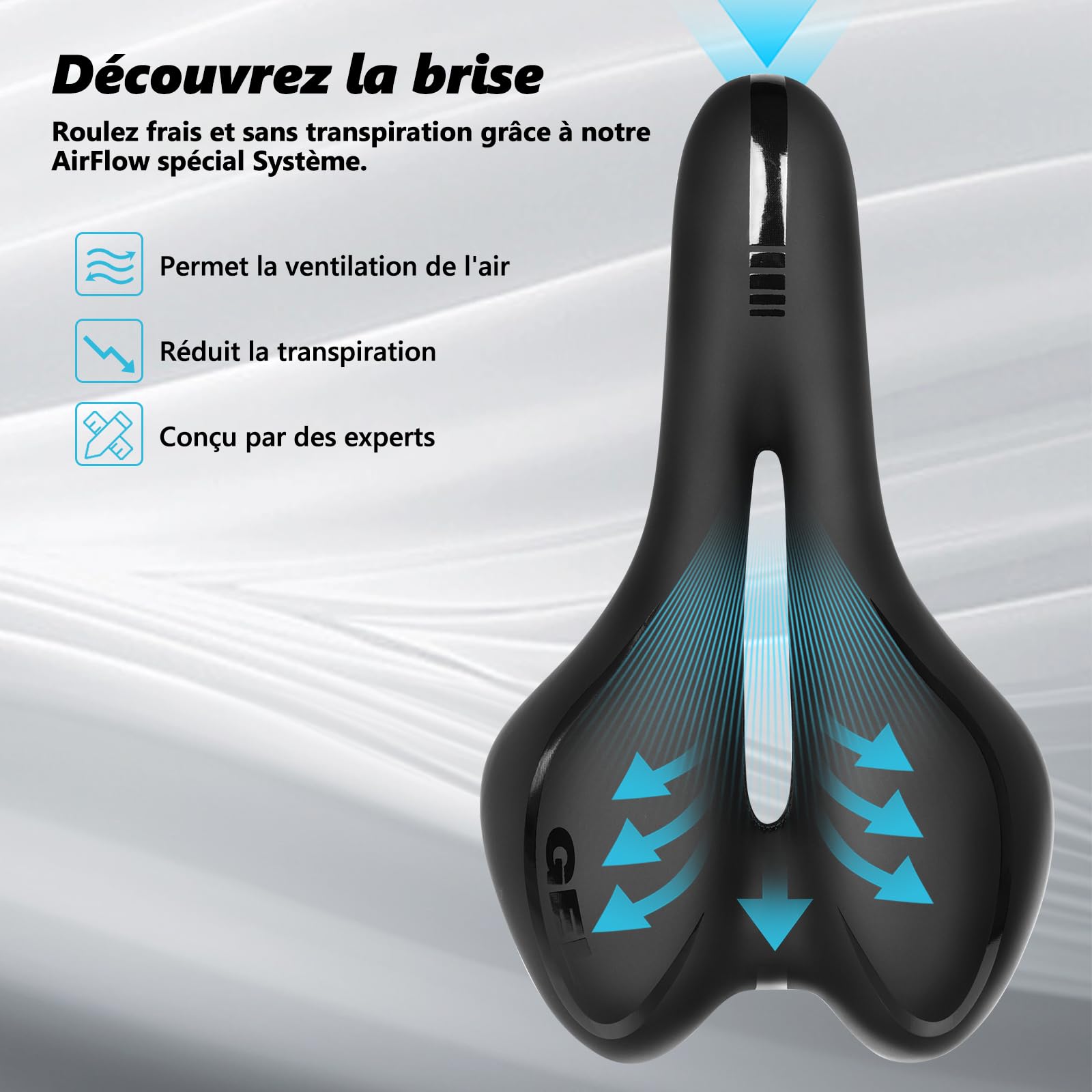 Selle Vélo Confortable, Selle Vélo Gel Ergonomique, Évidement Antipression, Imperméable, Doux & Respirant – Selle Mixte pour VTT, VTC & Terrains Variés