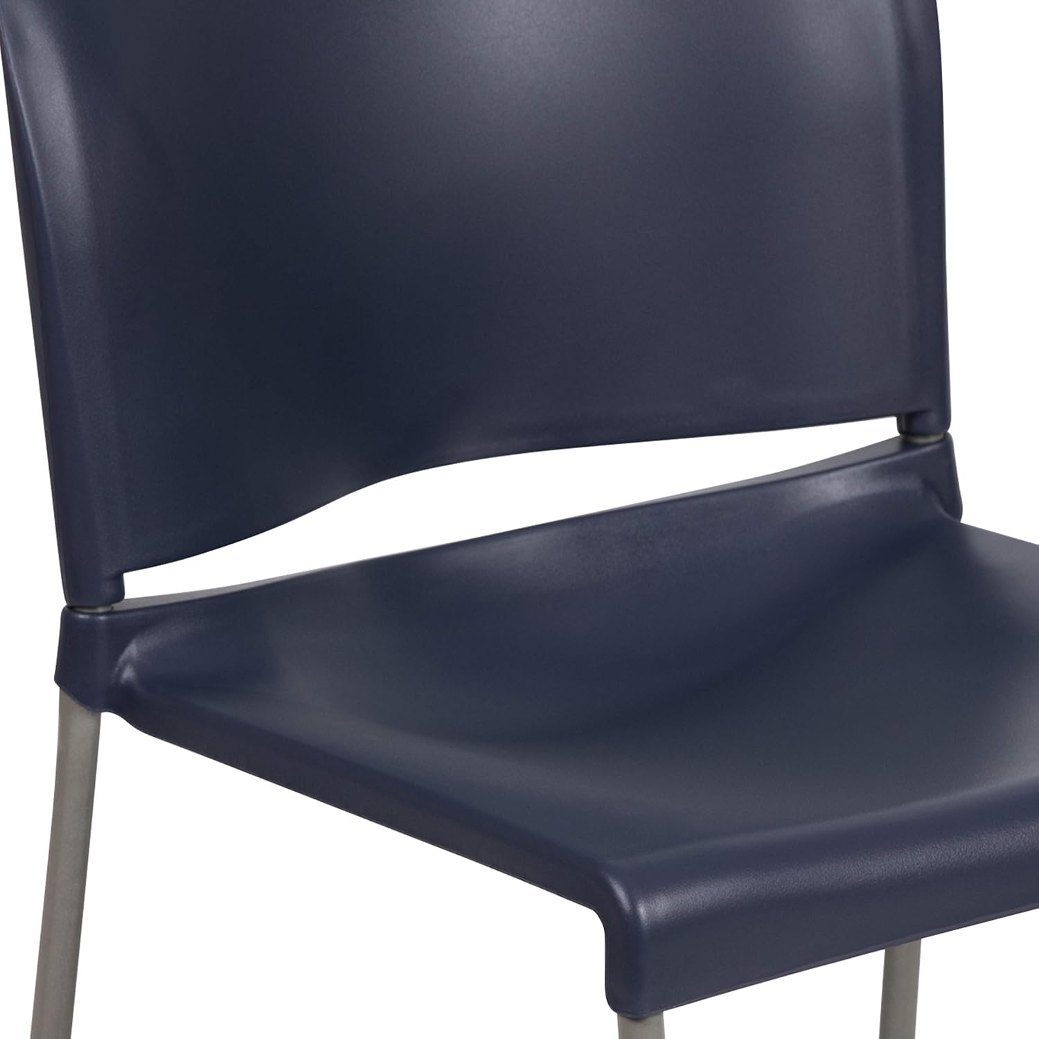 Navy Full Back Contoured Metal Stack Chair with Gray Sled Base