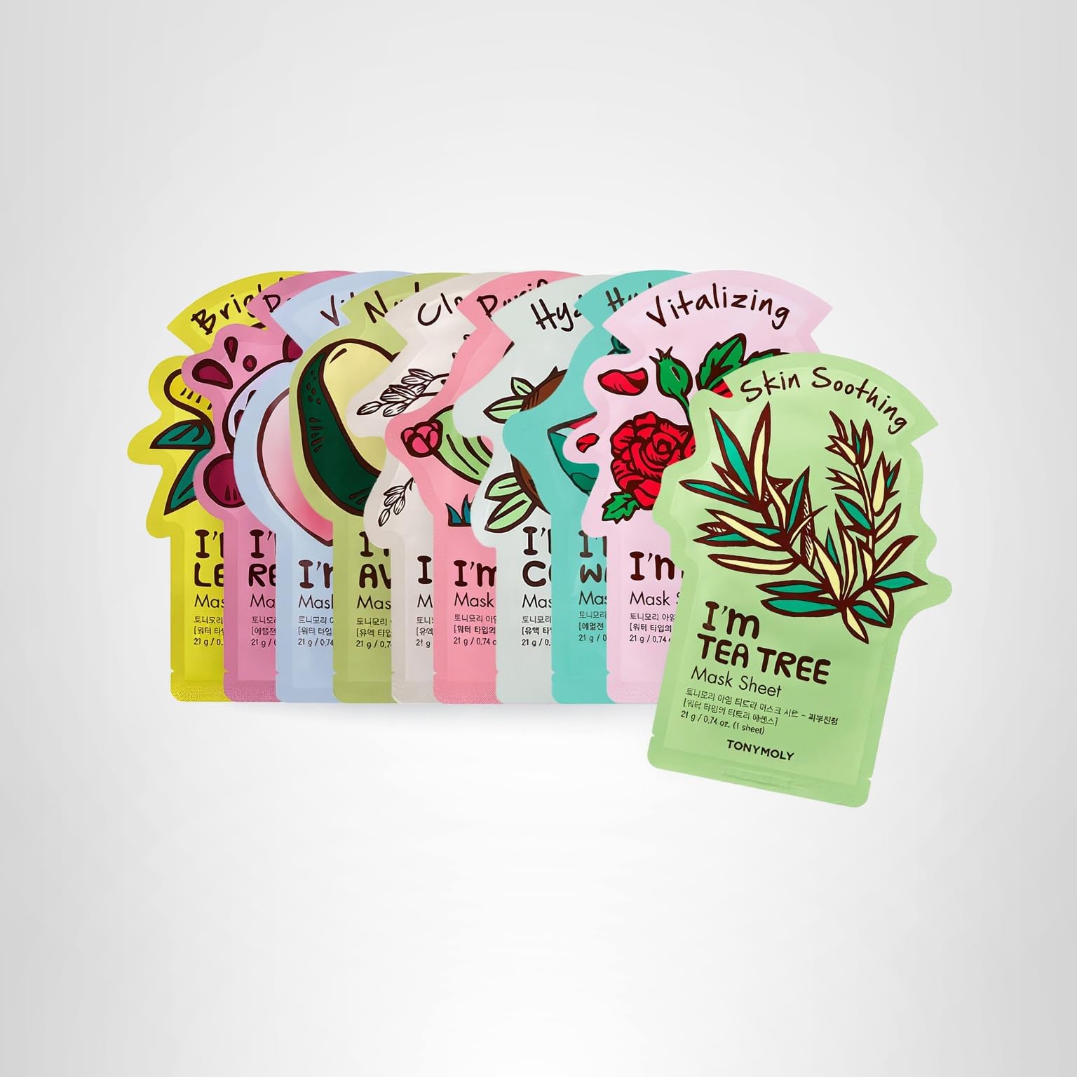 TONYMOLY I'm Real Sheet Mask, Korean Skin Care Face Mask , Hydrating & Moisturizing Skincare, Vitamin Infused Facial, Soothes Skin: 01 I'm Real Set 1 Count (Pack of 10)