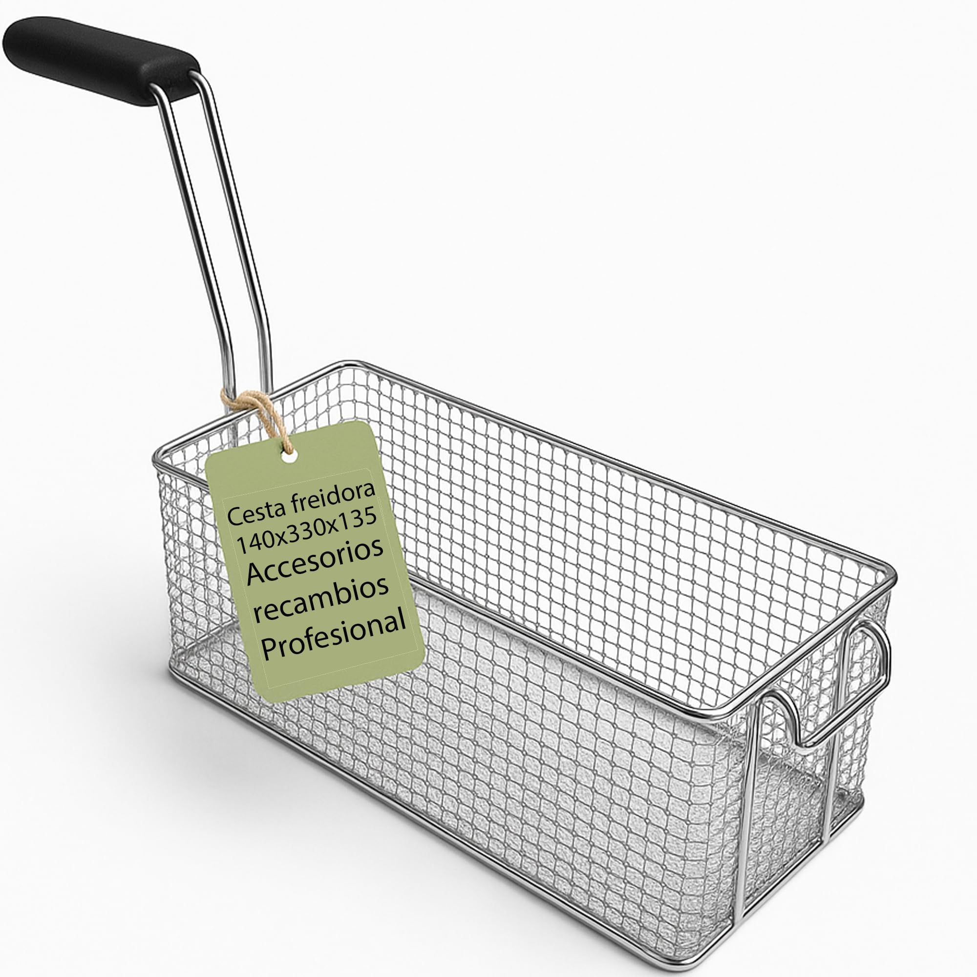 CubetasGastronorm ® cesta freidora 140x330x135 mm acero cromado mango termo aislado recambio industrial para freidoras compatible con Ambach ef1 40 ef2 40 gf1 40 hosteleria gas