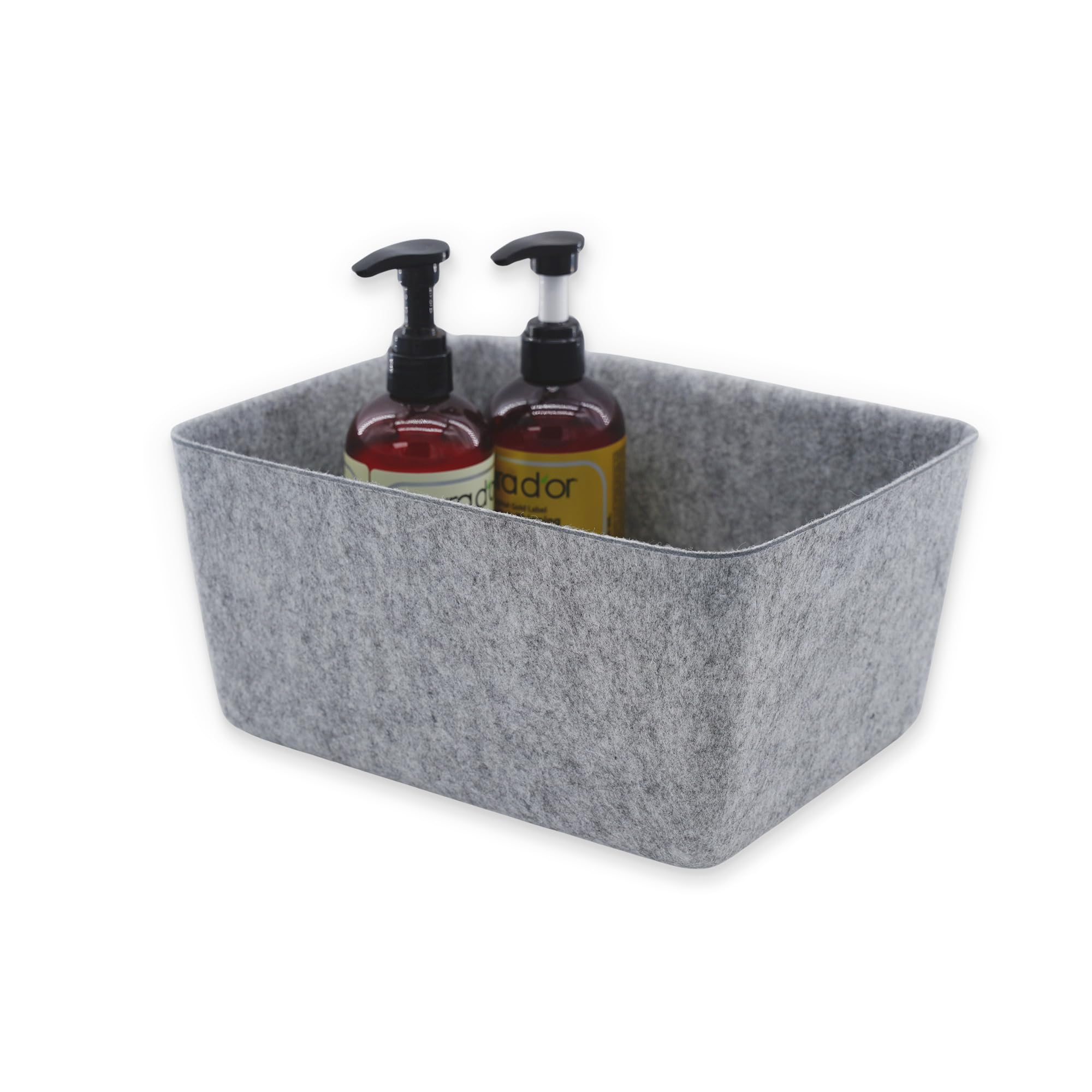 Welaxy Felt Storage Bin Wide Deep Drawer Organizer Caddy Minimal Box Gray