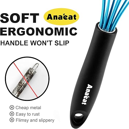 Miniatura 9 de Anaeat Batidor de globo de silicona, perfecto para utensilios de cocina antiadherentes, batidora de leche y huevos, batidor de cocina resistente al