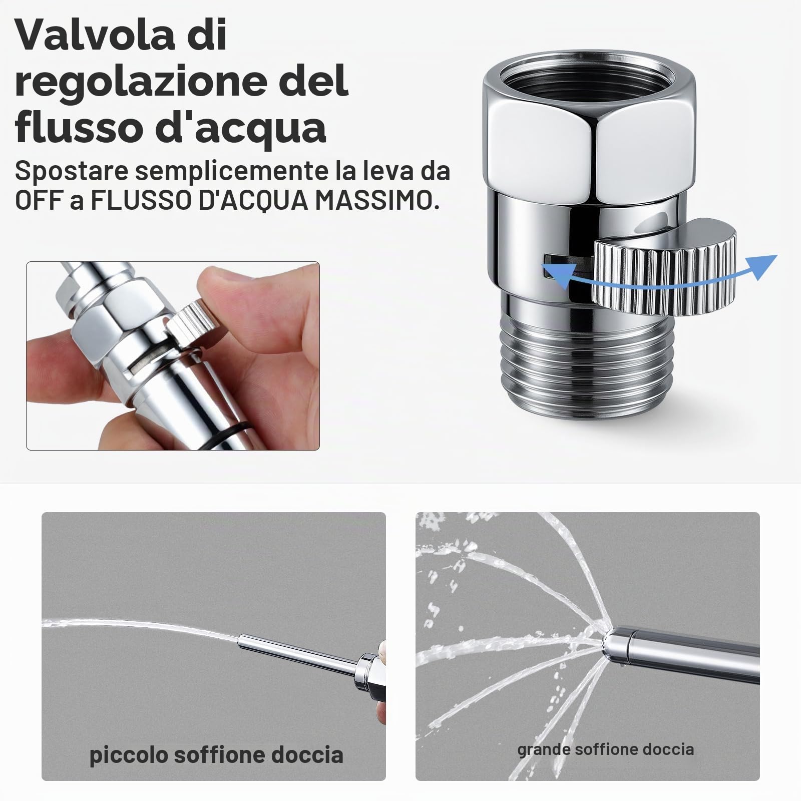Set soffione doccia in metallo per lavaggio intestinale con regolatore di flusso, unisex, per la cura intima, per uomini e donne, inclusa borsa in velluto come accessorio doccia