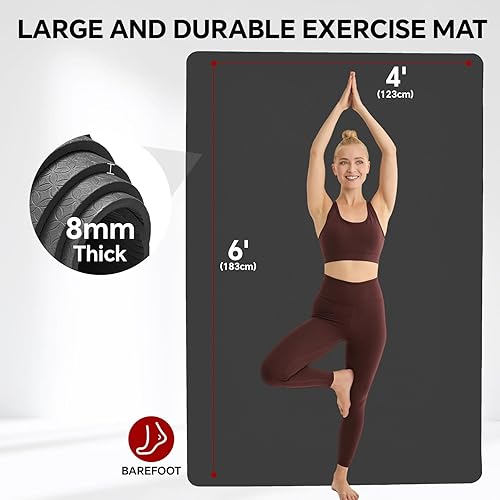 Miniatura 2 de Esterilla de yoga extragrande de 6 x 3 pies y 6 x 4 pies (13 pulgadas y 14 pulgadas de grosor), antideslizante, ultra duradera, amplia alfombrilla