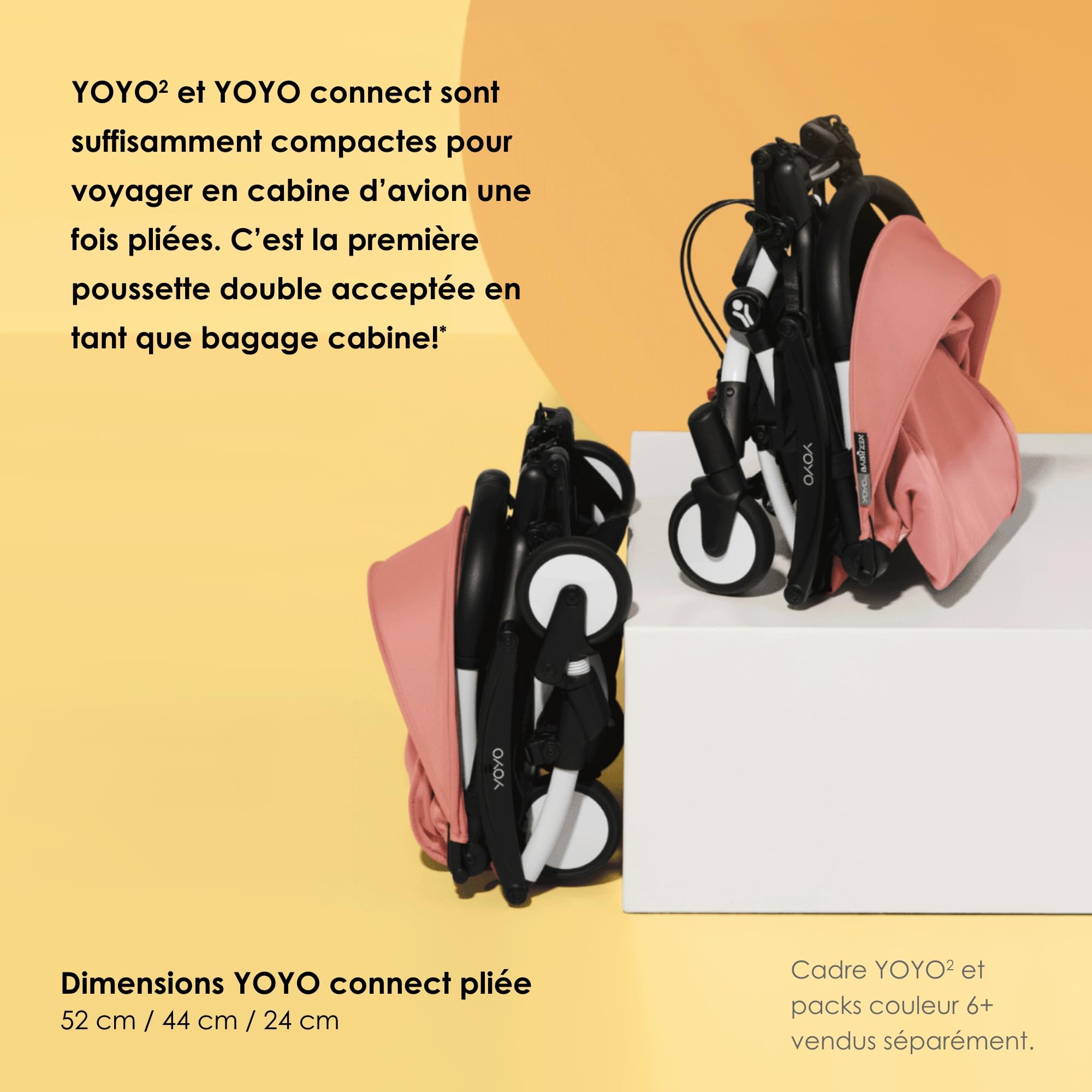 BABYZEN YOYO Connect, Blanc - Transformez Votre Poussette YOYO2 en Poussette Double - Toujours compacte et Facile à manœuvrer