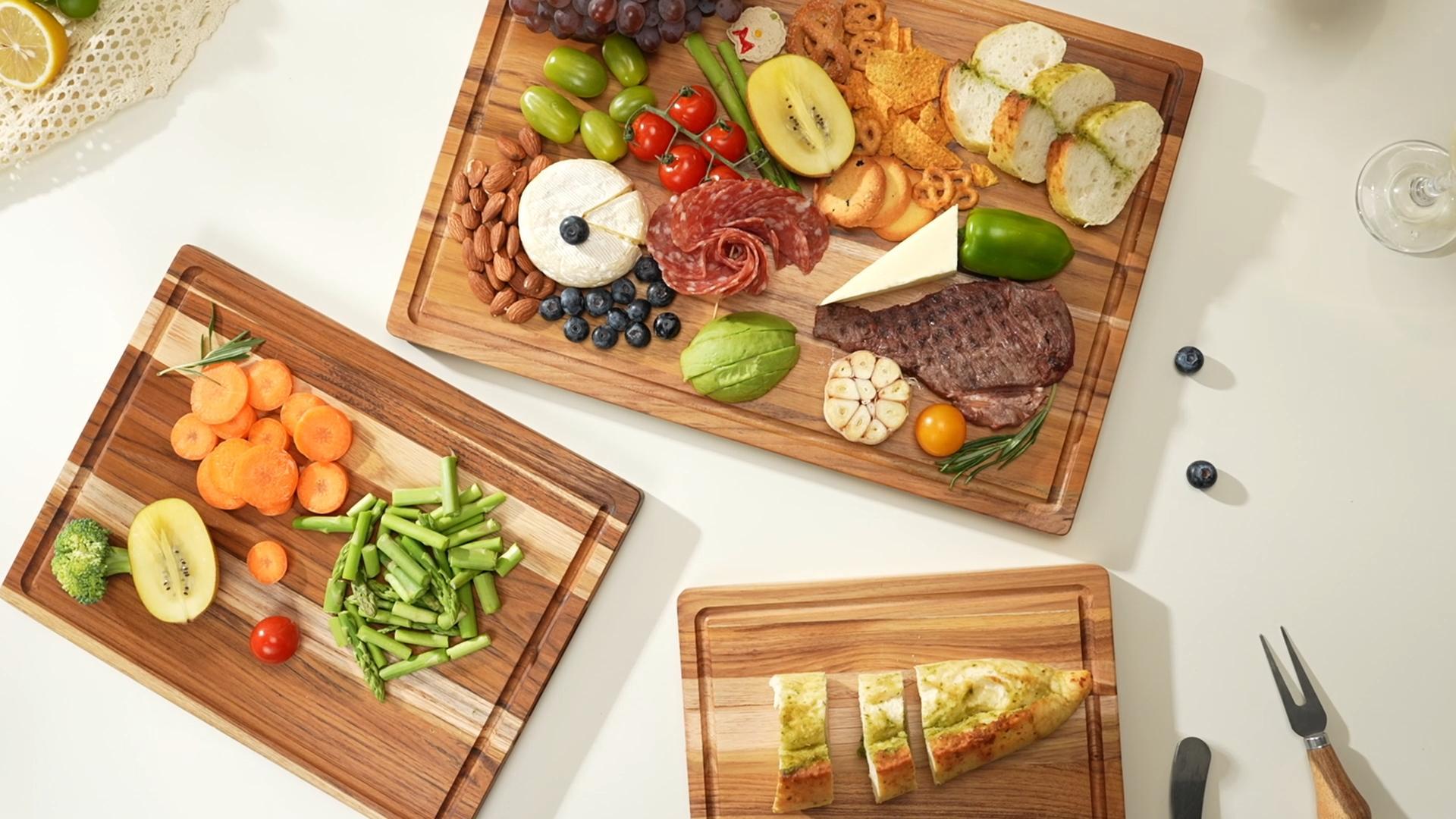 Set de 3 tablas de cortar de madera de teca miniatura 7