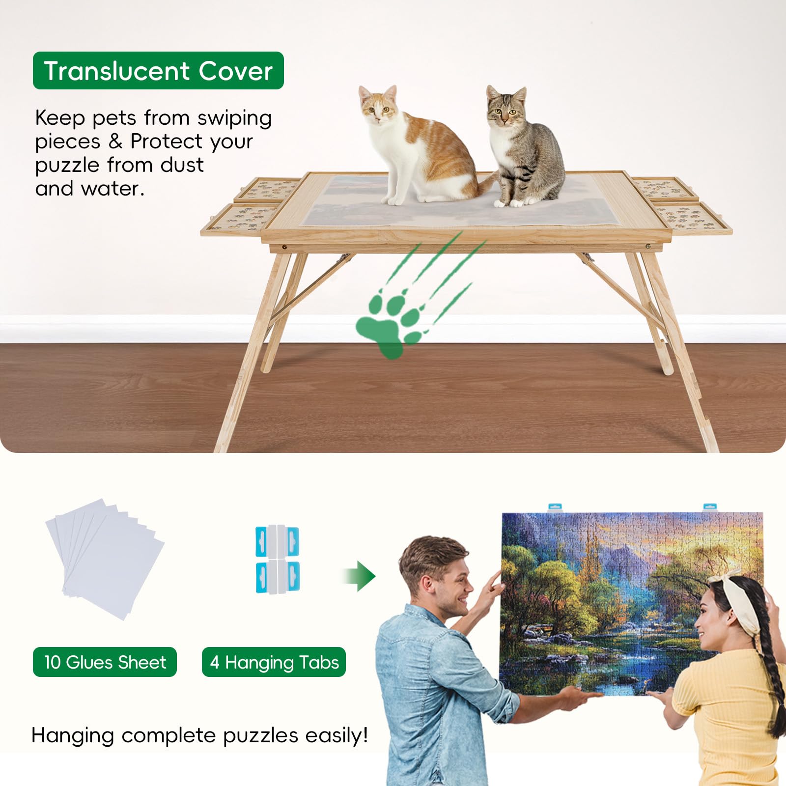 テーブル・チェア・ハンモック omamezerofive long board Table TEAKMAMA 70 cm Y Uzun 1500 Parça Ayaklı Yapboz Masası, 4 Çekmeceli