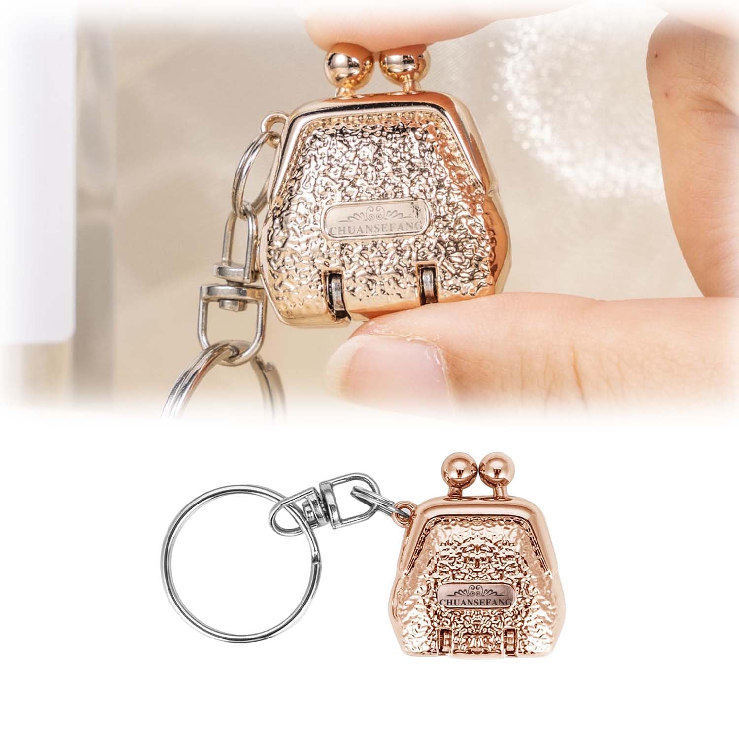 Mini Bag-Shaped Folding Nail Clippers, Portable Fingernail Clipper with Keyring, Stainless Steel Mini Fingernail Clipper for Home Travel Daily Use (1pc, Gold)