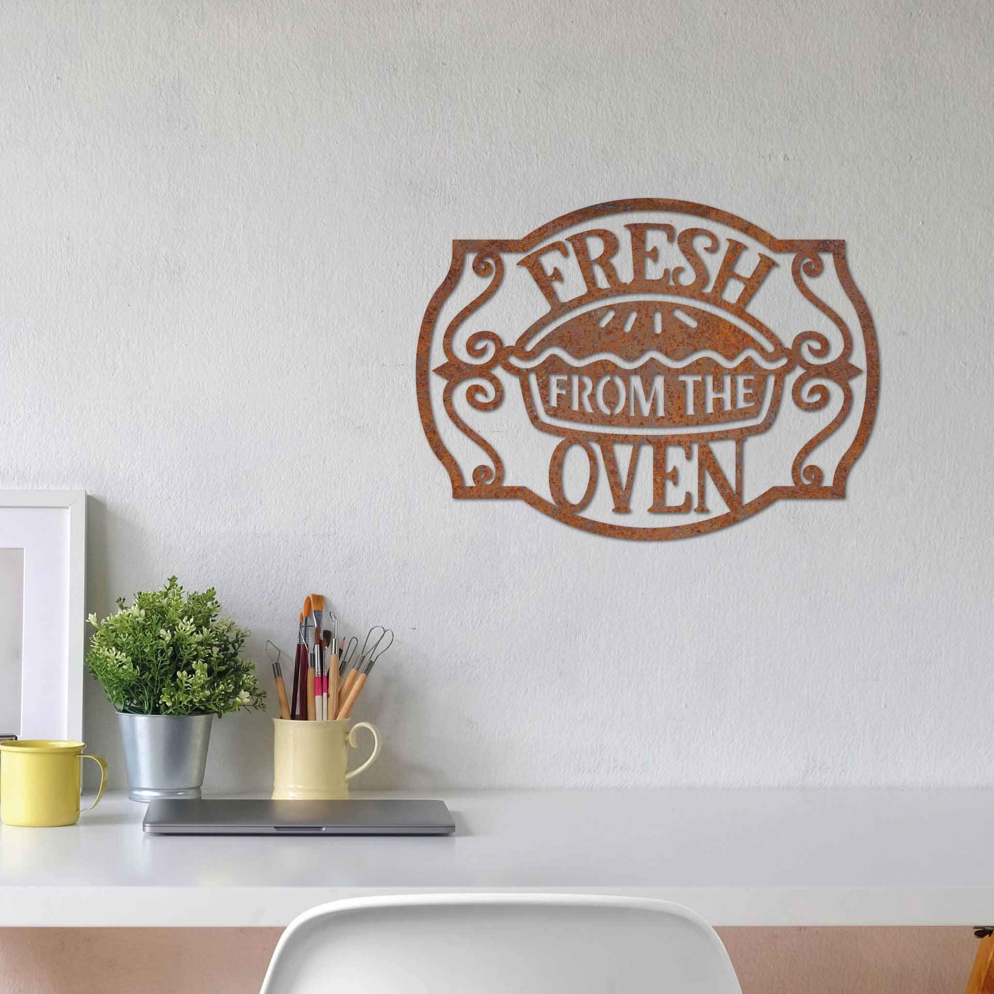Fresh from The Oven – Una splendida targa in metallo decorazione da parete per tutti la pace geniessen. (55 cm, acciaio CorTen (ruggine)