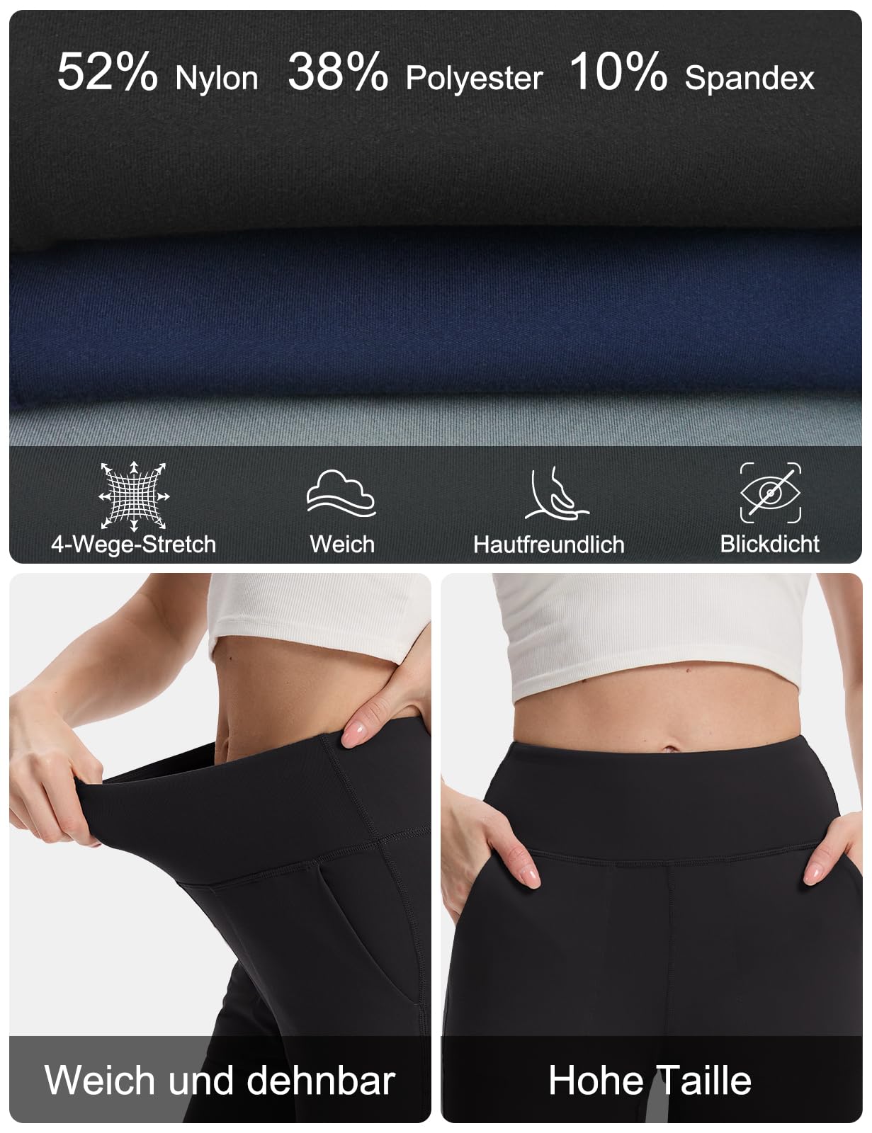 MOVE BEYOND Pantalon et Pantacourt de Sport Jogging Femmes avec 4 Poches Sport Yoga Gym Joggeur
