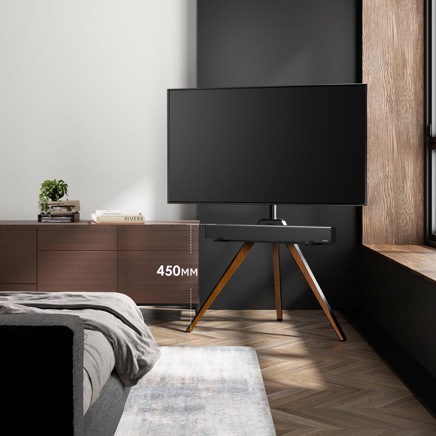 FITUEYES Support Barre de Son pour Série Picasso Capacité de Charge 6.5 kg pour Montage sous la TV avec Haut-Parleur Noir