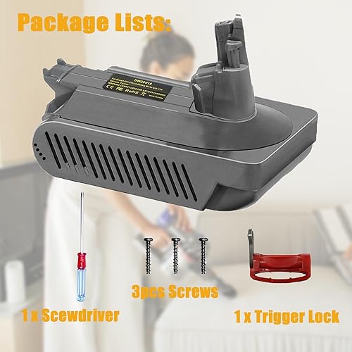 Miniatura 2 de ASUNT Adaptador V10 para Dewalt a V10, convertidor de batería para batería Dewalt de iones de litio de 20 V para trabajar con aspiradora Cyclone V10