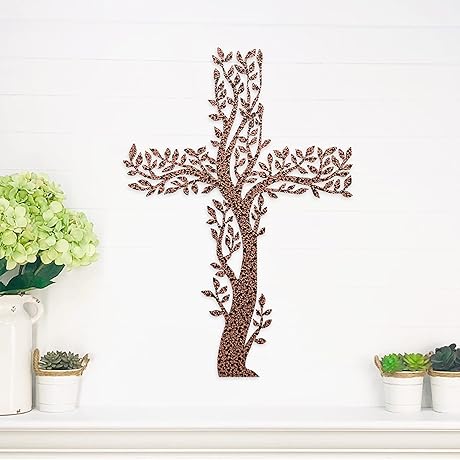 Living Cross Metal Wall Decor | Embracing the Divine | Serenity-Infused Cross Wall Art