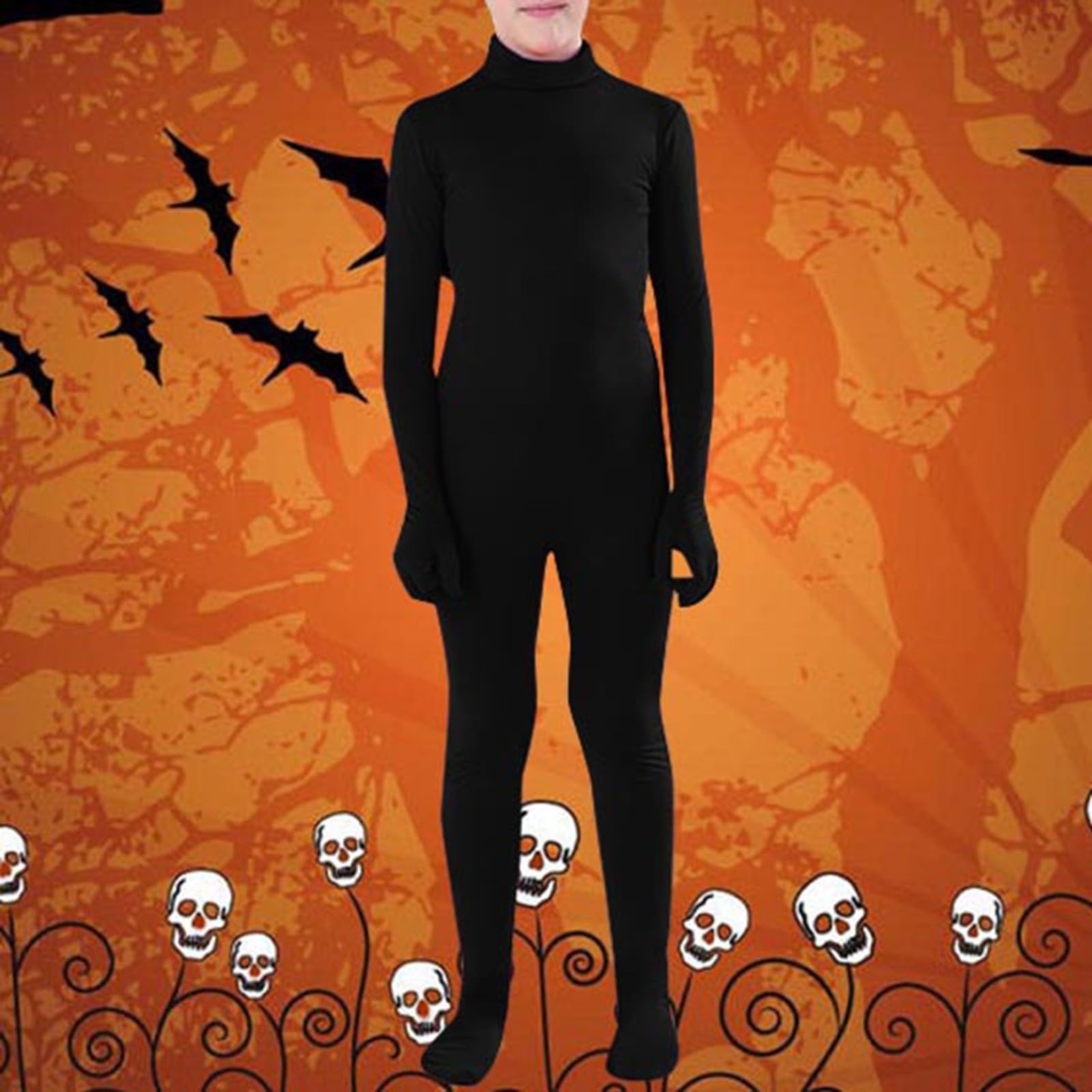 Morph Suit Unisex Adults' Men'S Women'S Open Face Spandex Unitard Mask Zentai Costume Full Bodysuit, 01 Black, XXL - Image 2