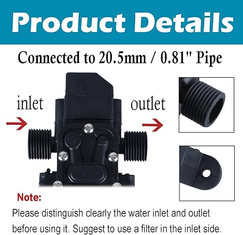 Miniatura 10 de Pulverizador de bomba de 12 V CC 70 W 0.9MPA 130 psi Bomba de presión de agua Bomba de refuerzo para el hogar Bomba de diafragma Conectar a
