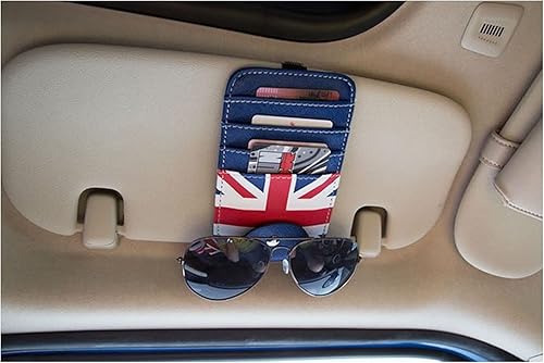 Miniatura 5 de Dabok - Soporte para tarjetas de bandera británica Union Jack, clip para visera de automóvil, accesorios universales para interiores de automóvil,