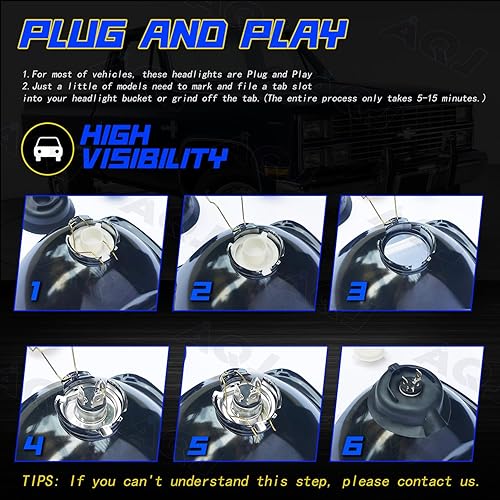 Miniatura 2 de Faros delanteros de 4 x 6, luces de vidrio selladas con bombillas halógenas y LED para Toyota Land Cruiser 1988 1989 1990 - H4656 H4651 +