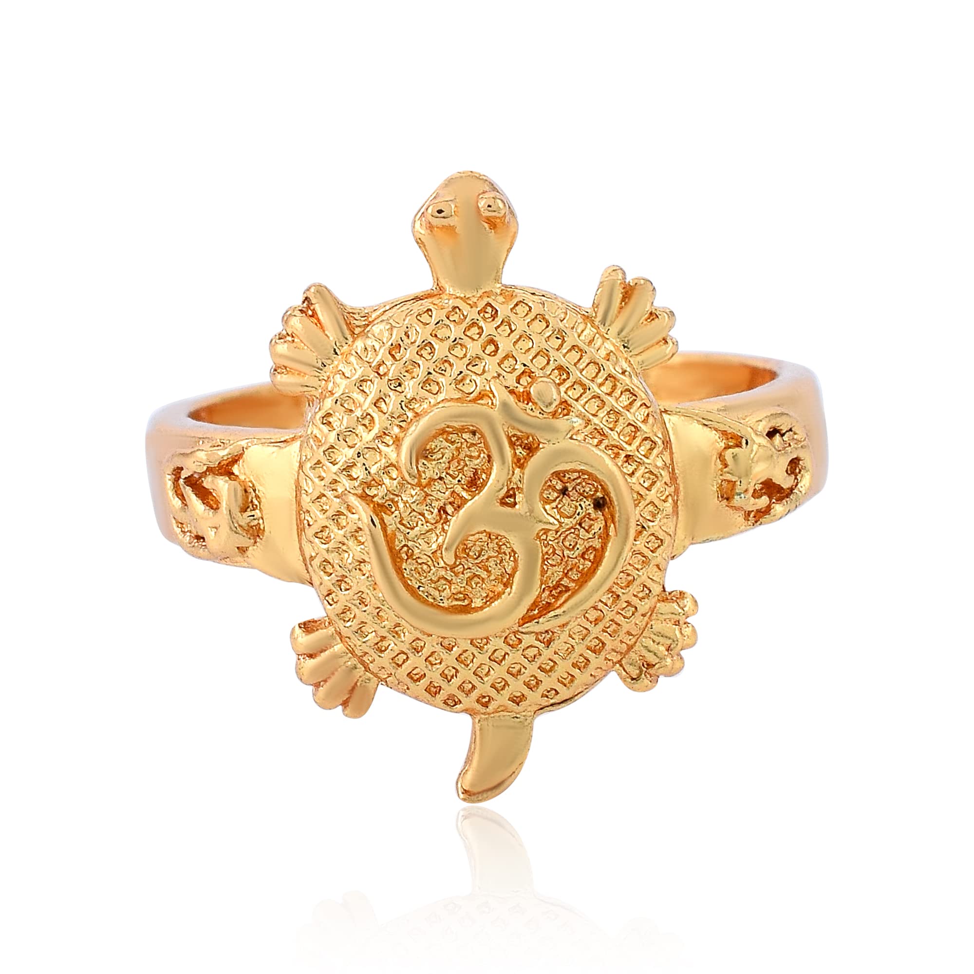 morir Gold Plated Om Tortoise Vastu Fengshui Good Luck Finger Ring For Men Women Family Friend-picture-14