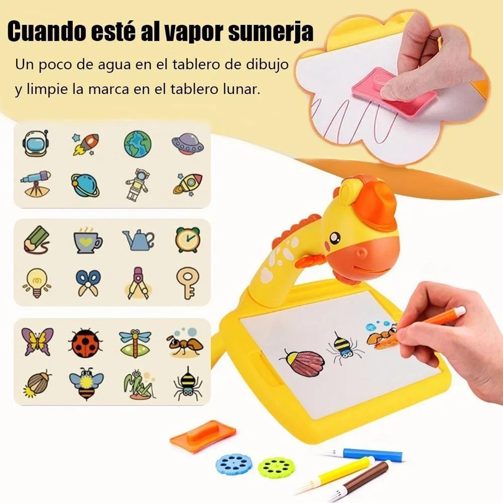Tavolo da Disegno Colorato Proiezione Giocattolo con Illuminazione Musicale per Bambini, Tavolo da Disegno Regolabile per Disegnare Giraffa, 3 modalità, per Regalo di Compleanno per Bambini,