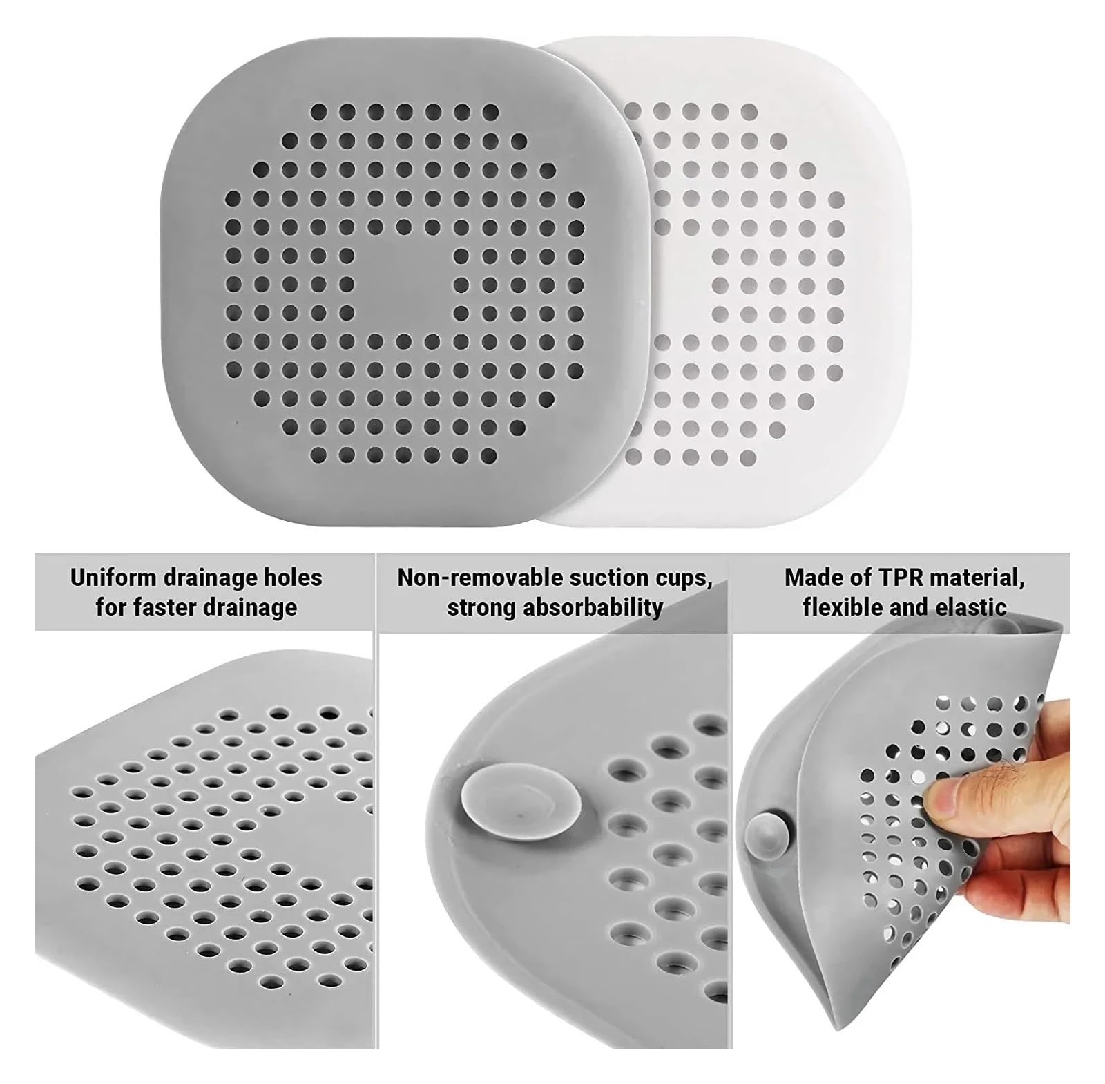 10pcs Kitchen Sewer Silicone Bathroom Floor Bathtub WaterFilter Home Accessories Shower Drain Hair Catcher Sink Strainer Für Küche(Gray)