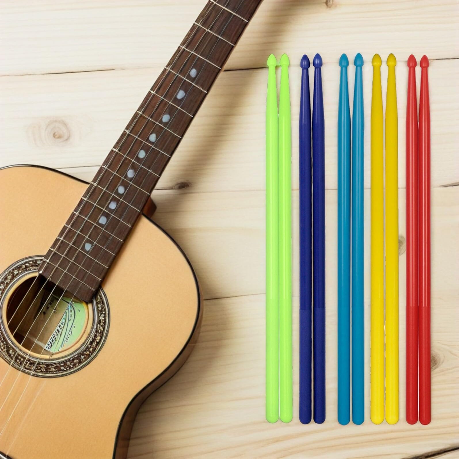 5 Paia Bacchette per Batteria in Nylon Colorate Antiscivolo Design Versatile per Pratica di Gruppo e Performance Musicali