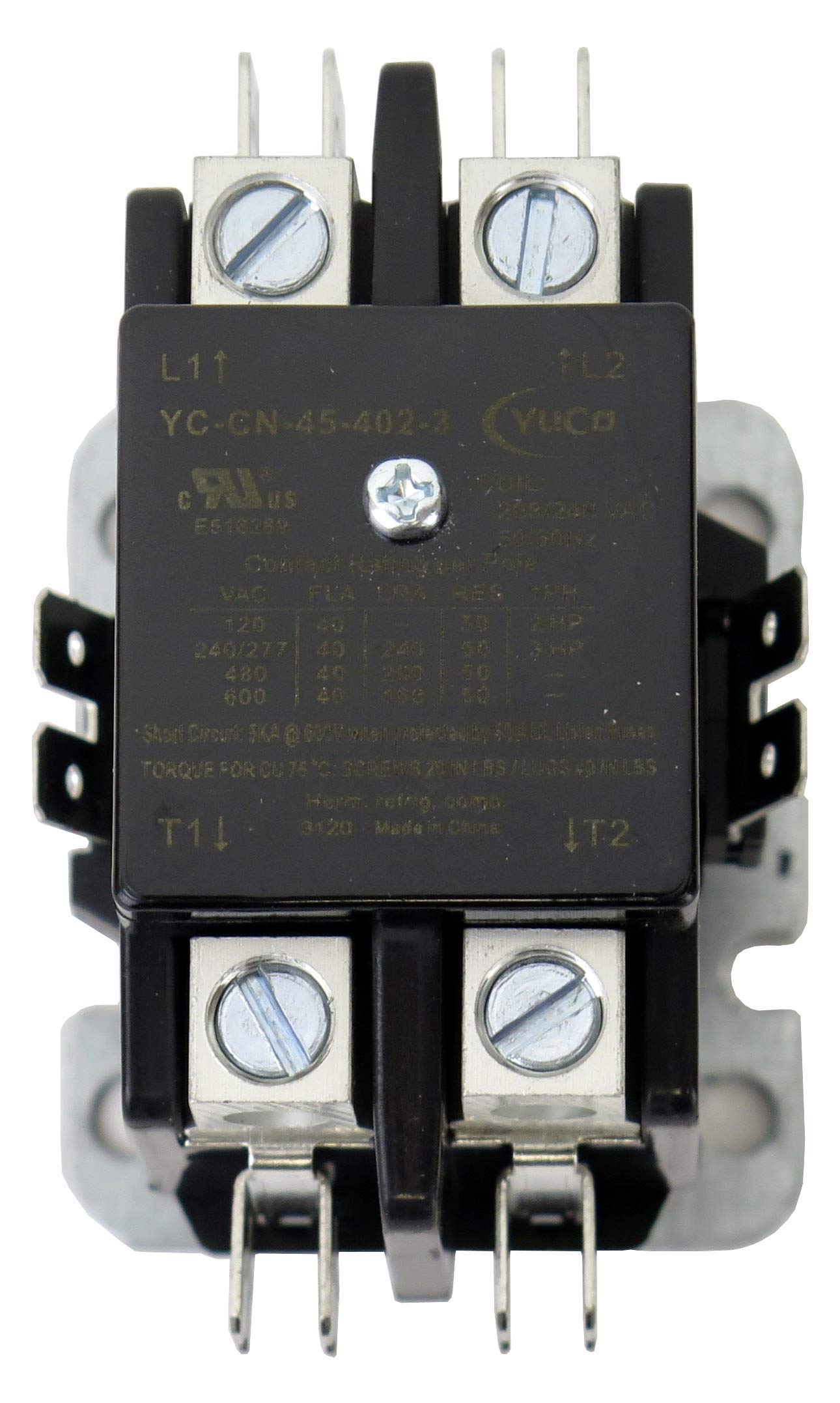 Yuco YC-CN-45-402-3 2-Pole 40-Amp Definite Purpose Contactor 240V Coil fits Siemens Furnas 45GG20AG