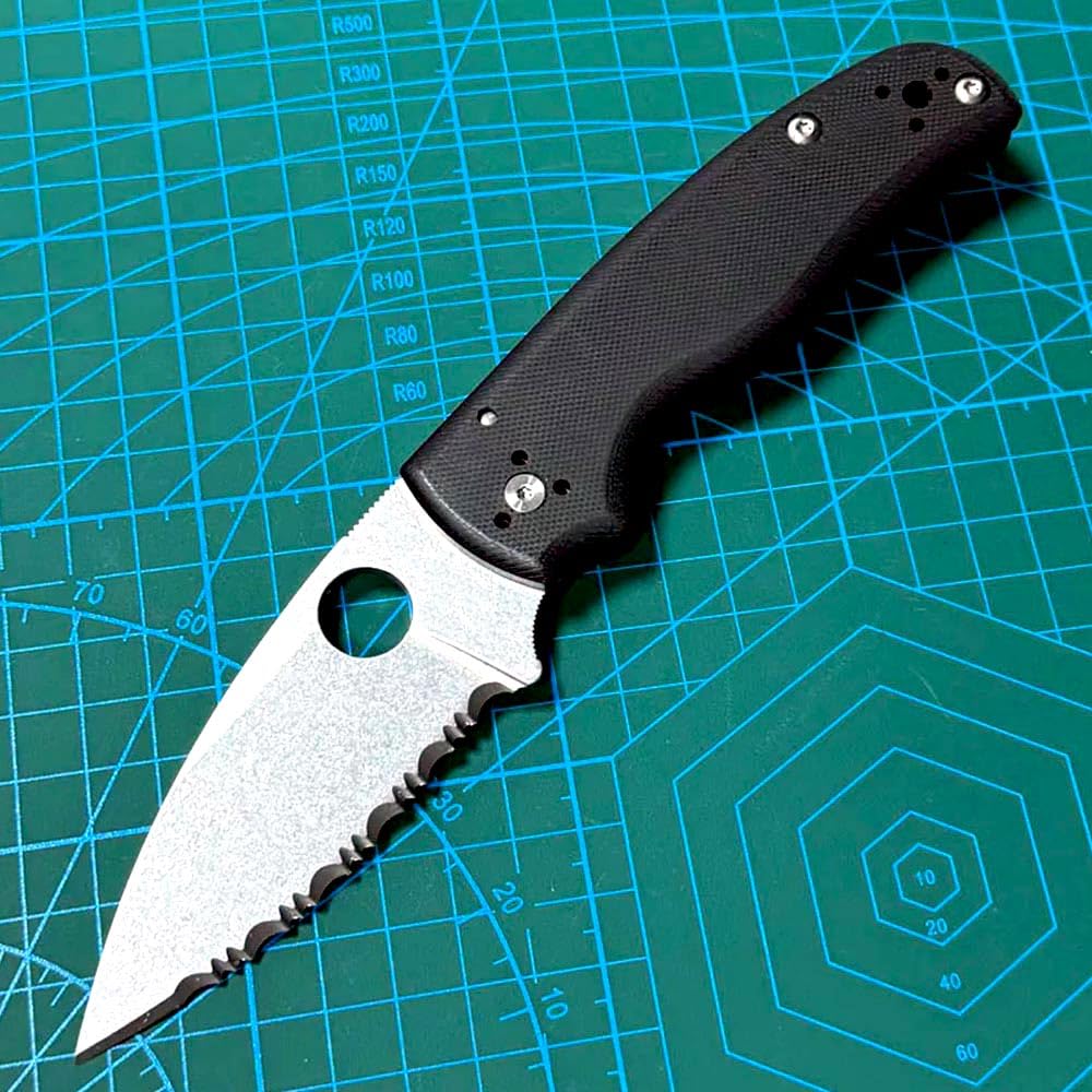 Klappmesser 8" Taschenmesser Wellenschliff Aus S30v & Schwarz, Stahl Outdoor Messer Survival Jagdmesser, Camper Scharfes Einhandmesser, gegen praktische messer edc mit taschenclip, multi Tanto Messer