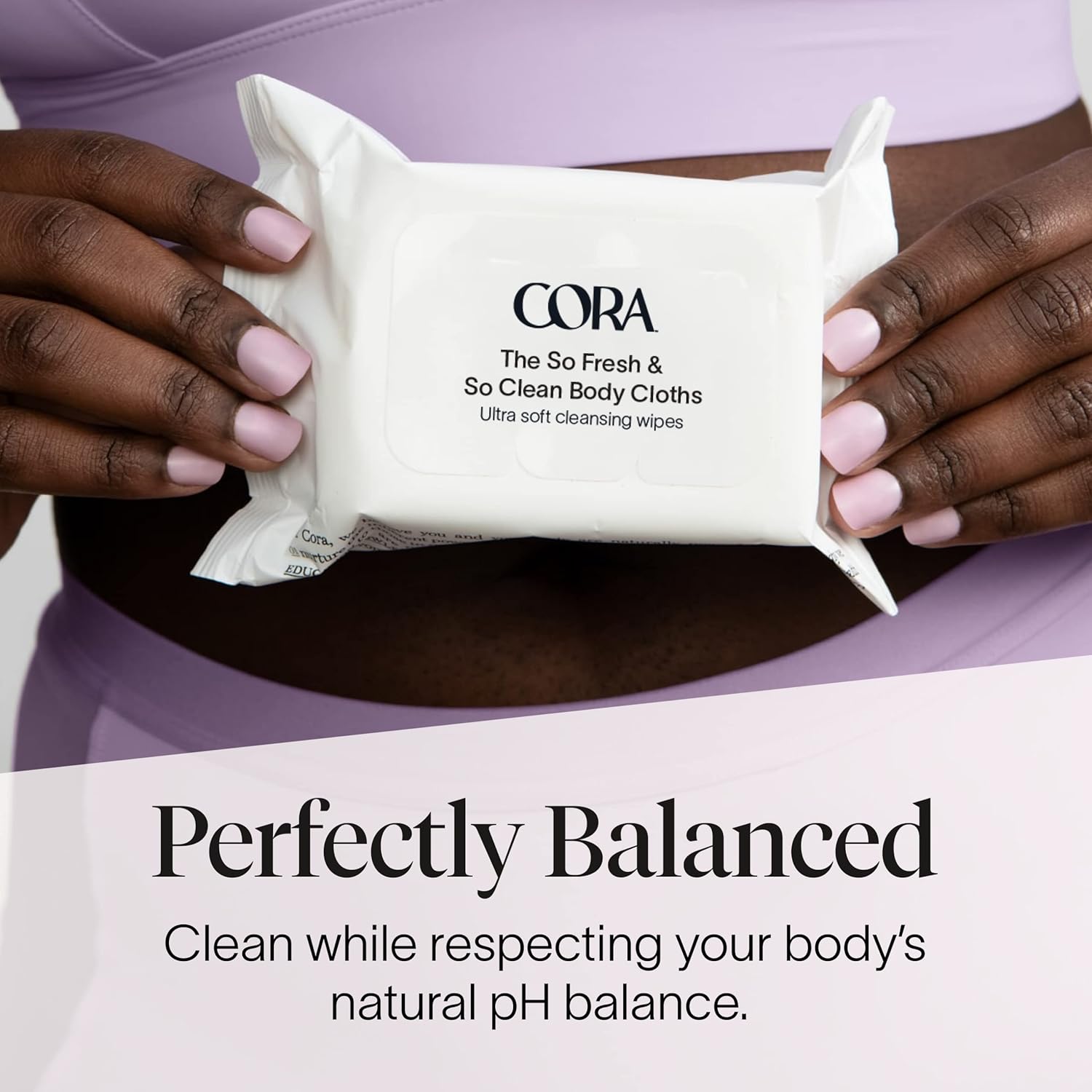 Cora Body Cloths | Cleansing Wipes | Lavender Scent | Individually Wrapped Sachet | All Over Refresh | Intimate Areas | Moisturizing and Hydrating | pH Balance | Soothing Aloe | Packaging May Vary (18 Count) : Health & Household